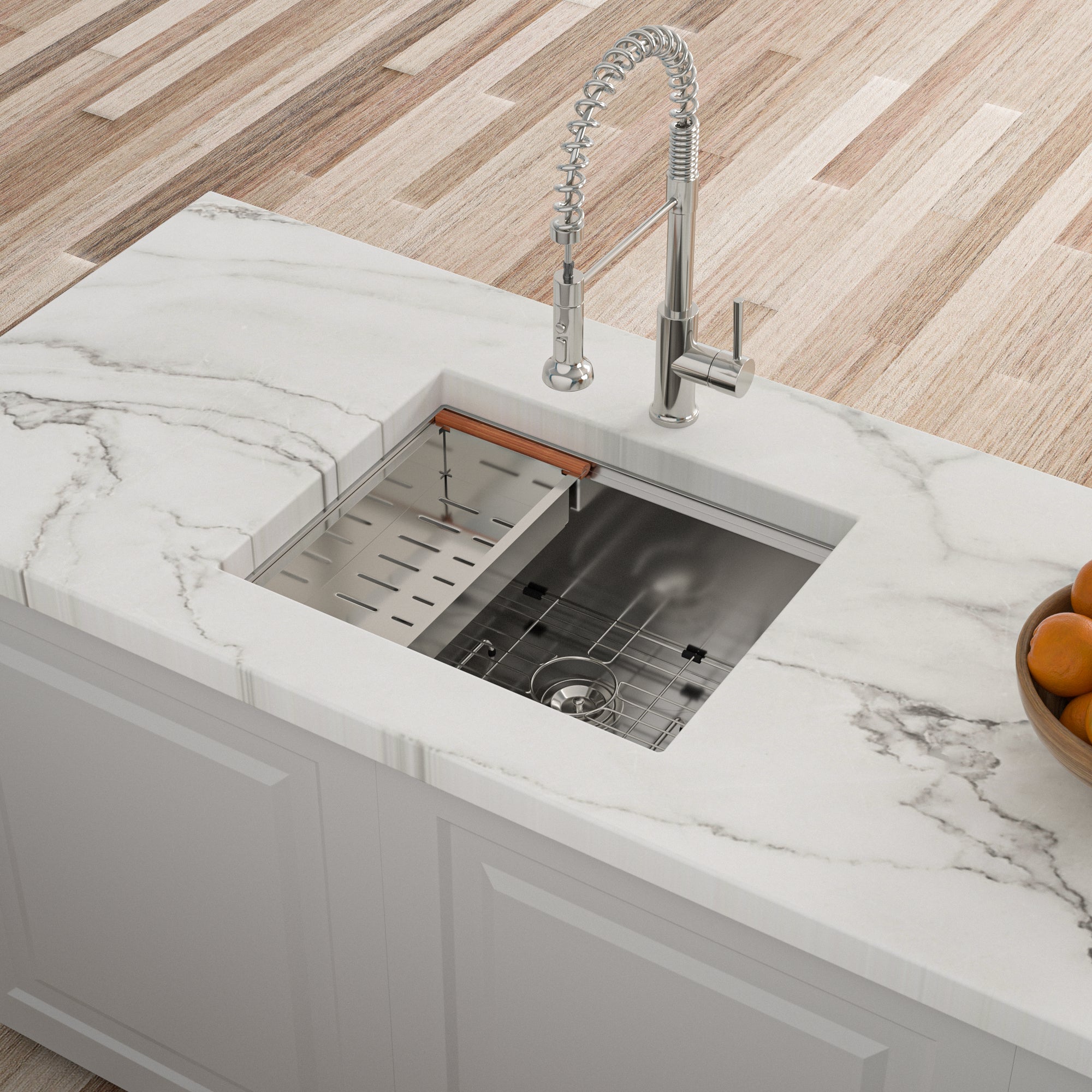 Single Bowl Undermount Workstation Kitchen Sink