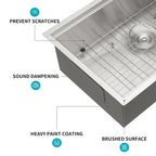 30" Undermount Kitchen Sink - 16 Gauge Stainless Steel