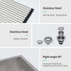 33"x19" Undermount Double Bowl Kitchen Sink