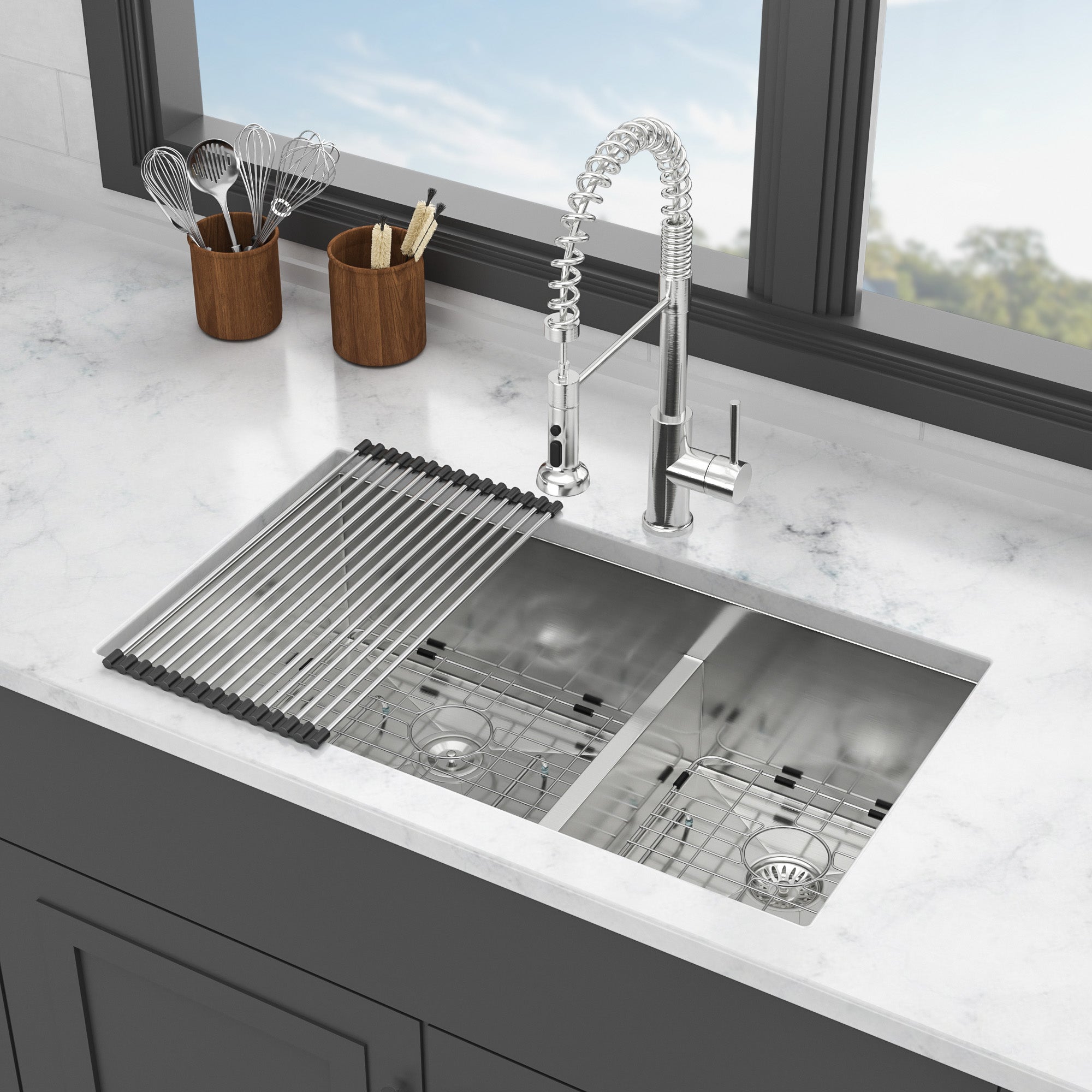 33"x19" Undermount Double Bowl Kitchen Sink