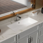 28"x14" White Ceramic Rectangular Undermount Bathroom Sink