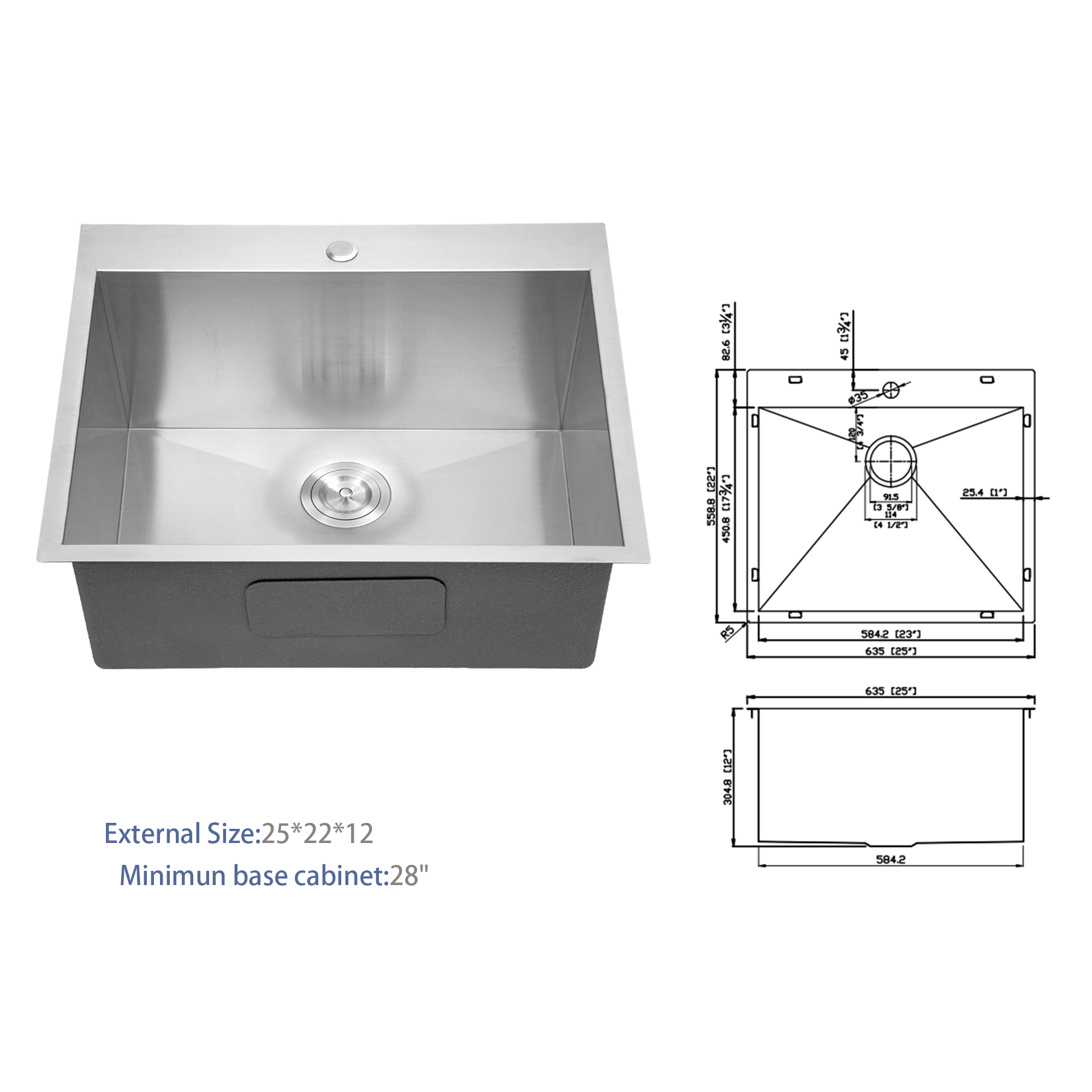 25"x22" Laundry Utility Sink