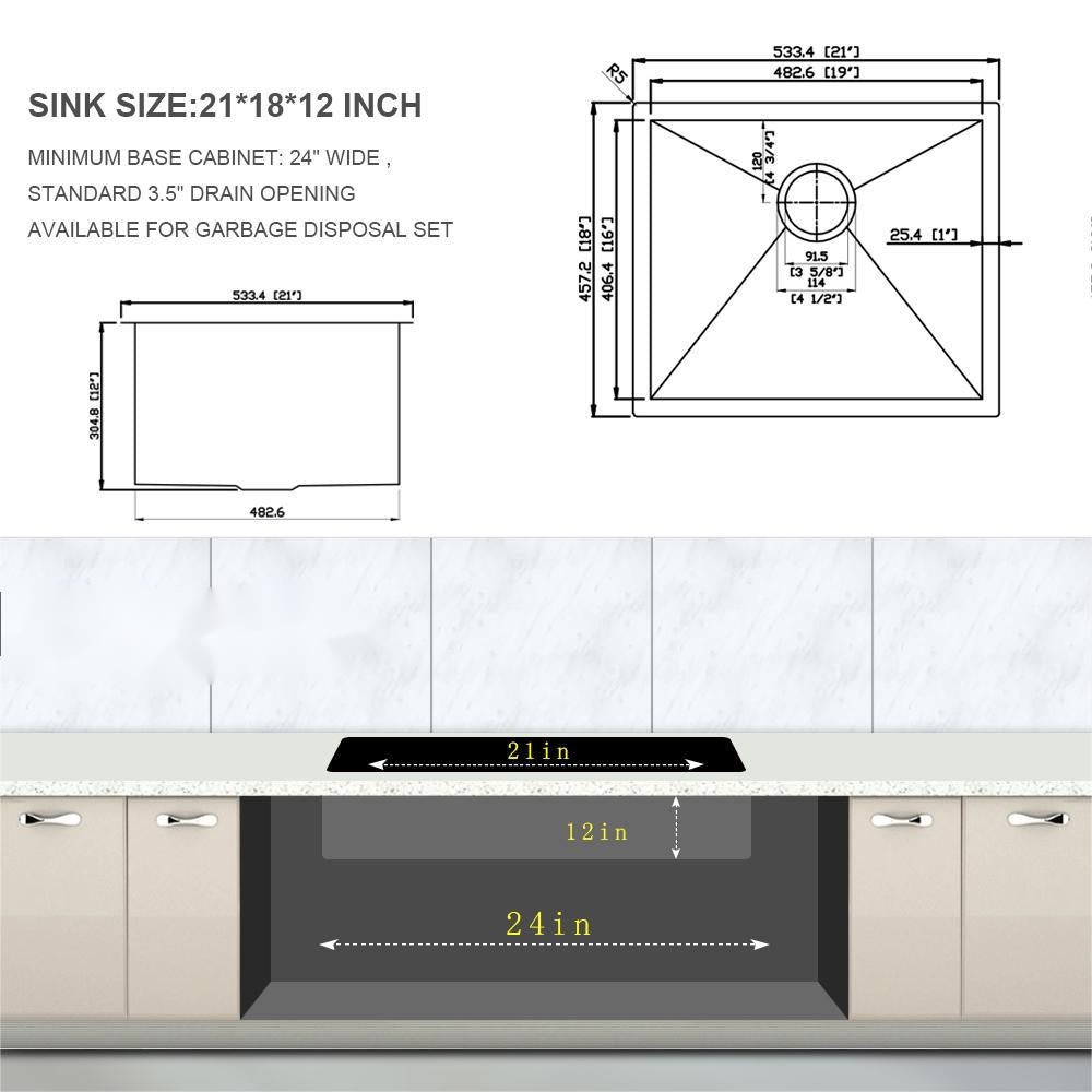 21 Inch Undermount Laundry Utility Sink