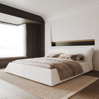 King Size Upholstered Platform Bed with Velvet Headboard