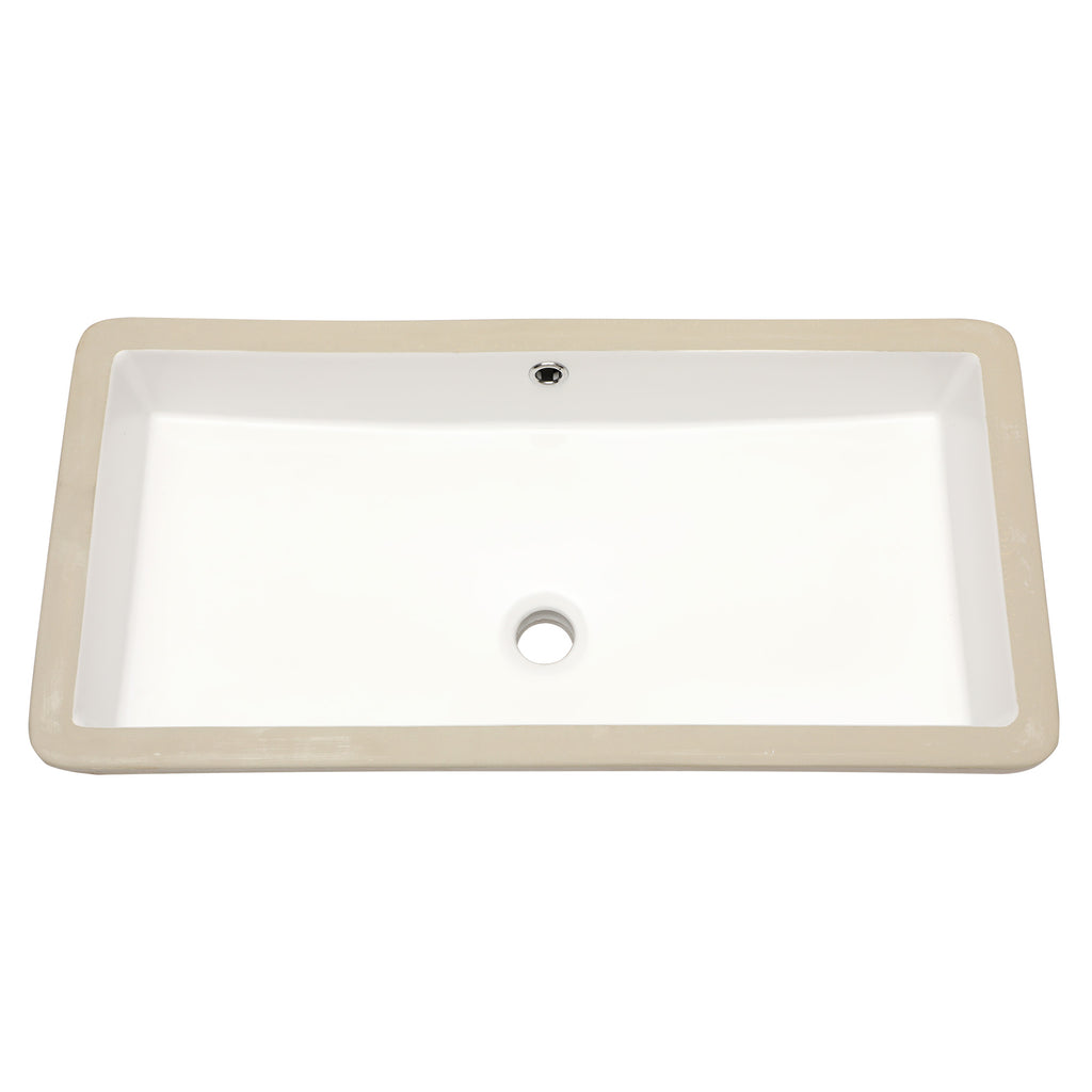 28"x14" White Ceramic Rectangular Undermount Bathroom Sink