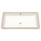 28"x14" White Ceramic Rectangular Undermount Bathroom Sink