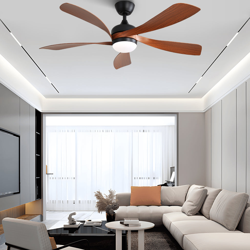 52 Inch Indoor Ceiling Fan With 3 Color Dimmable 5 ABS Blades Remote Control Reversible DC Motor