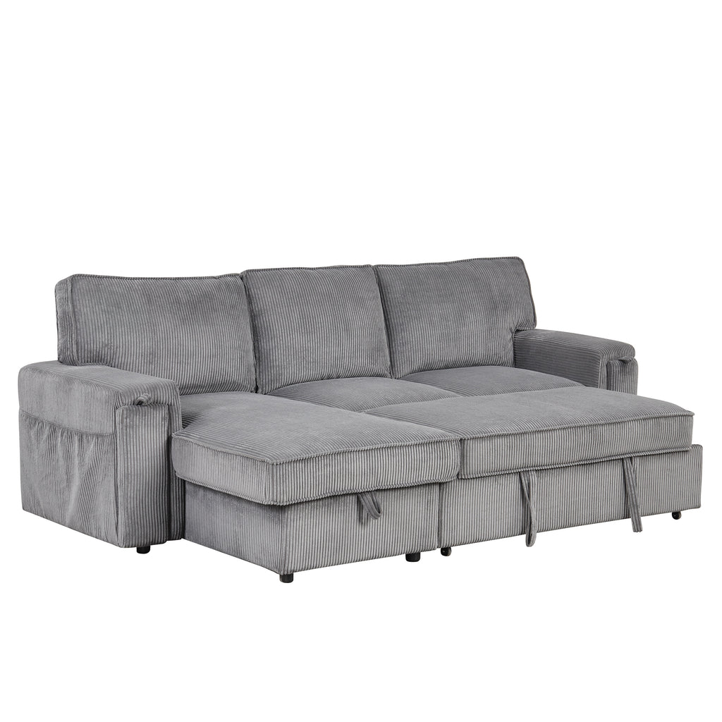 U_STYLE Upholstery Sleeper Sectional Sofa