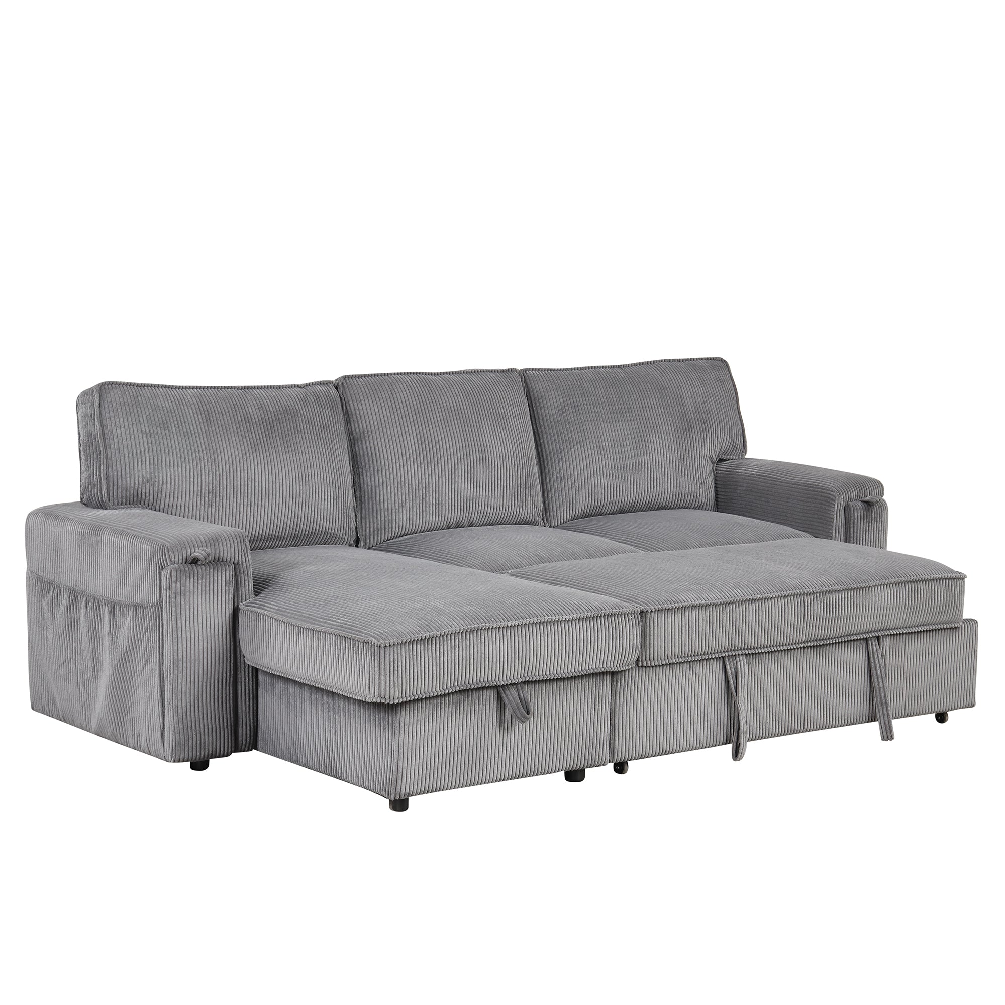 U_STYLE Upholstery Sleeper Sectional Sofa