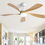 52 Inch Modern Ceiling Fan With 3 Color Dimmable LED Light