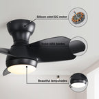 23 Inch Bedroom Ceiling Fan With Remote Control DC Motor