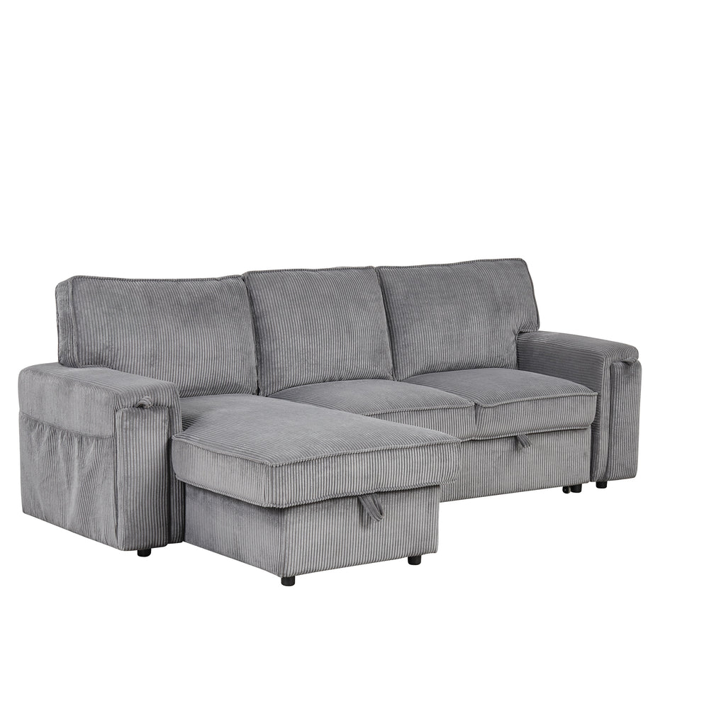 U_STYLE Upholstery Sleeper Sectional Sofa