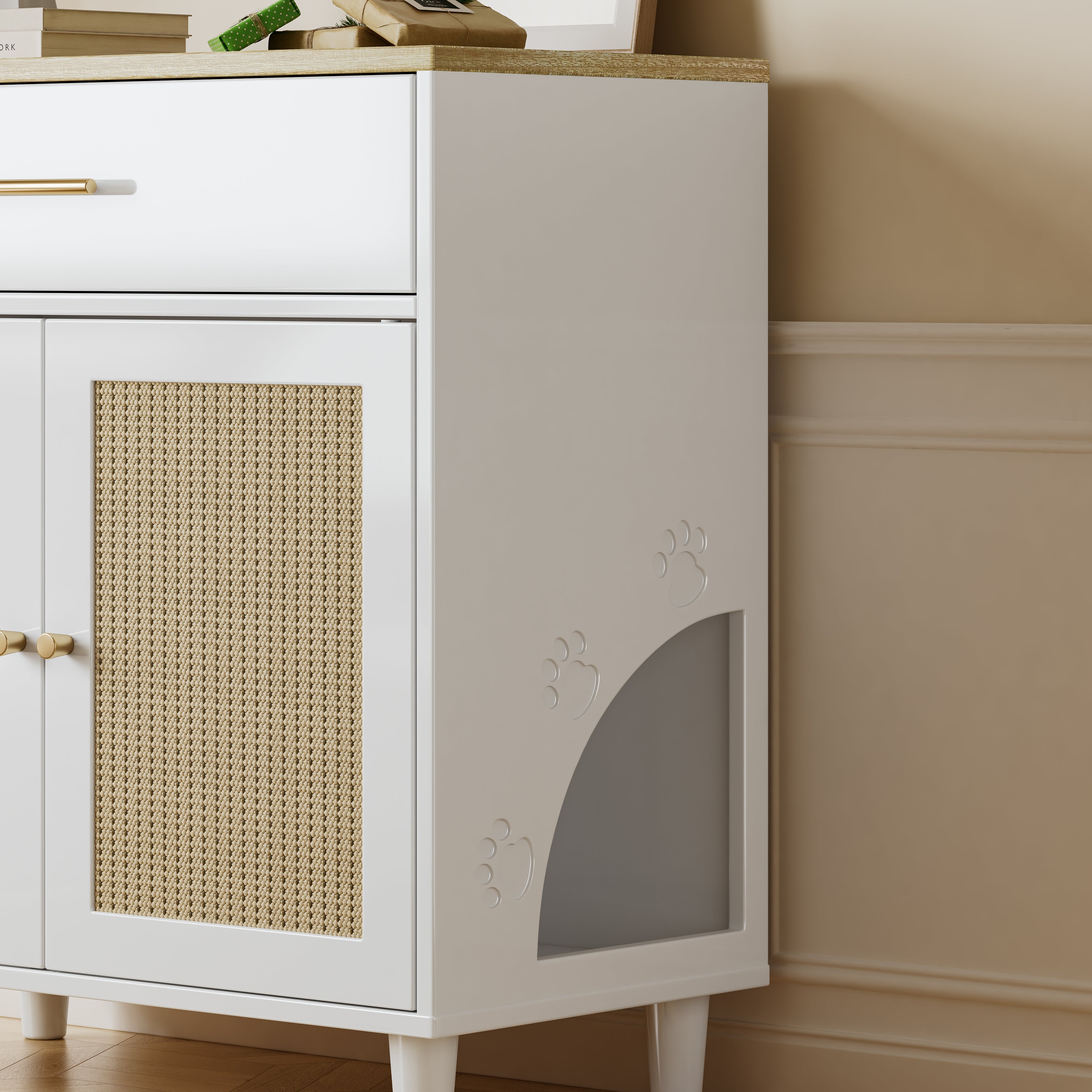 Cat Litter Box Enclosure with Scratch Pad