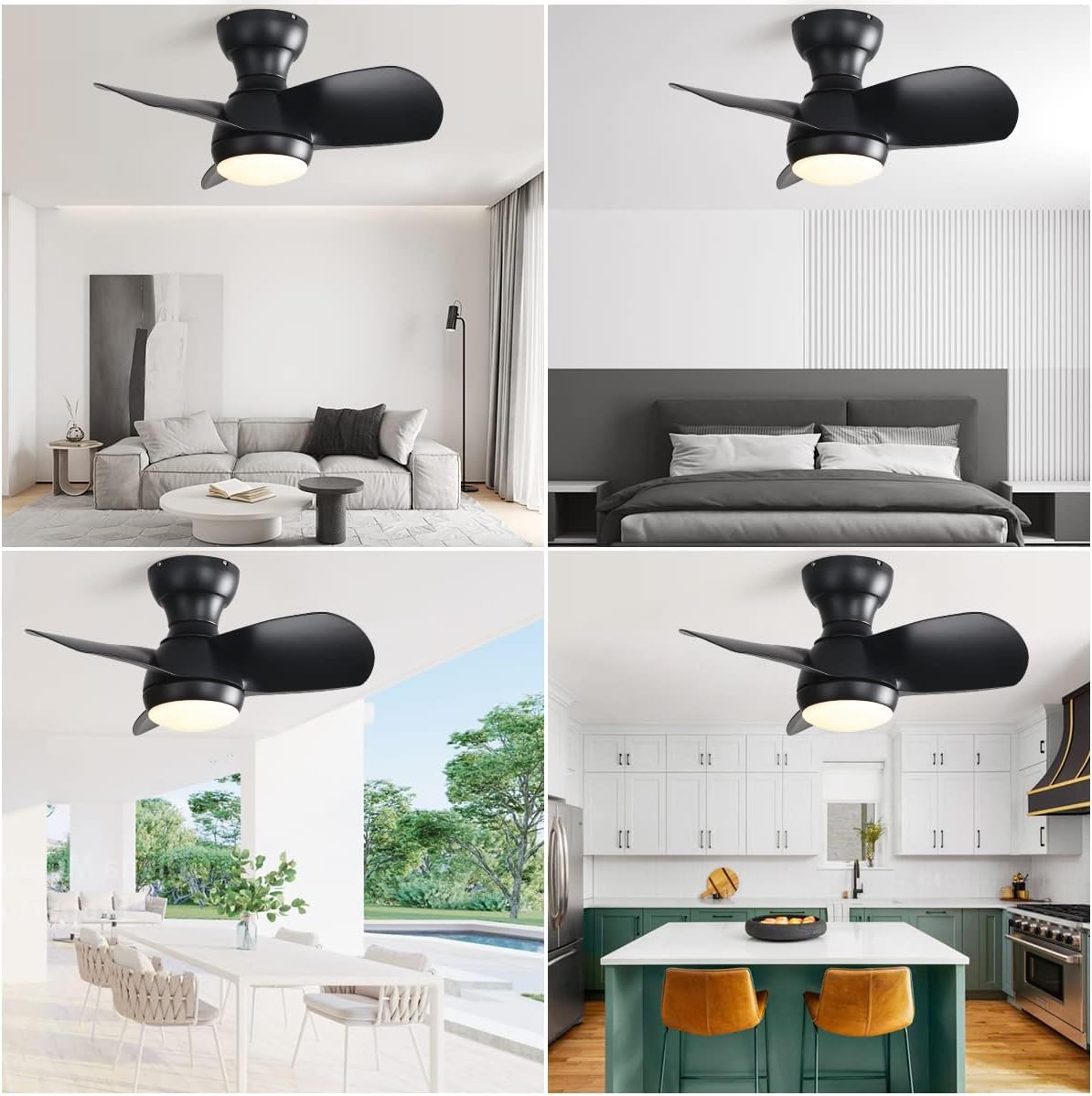 23 Inch Bedroom Ceiling Fan With Remote Control DC Motor