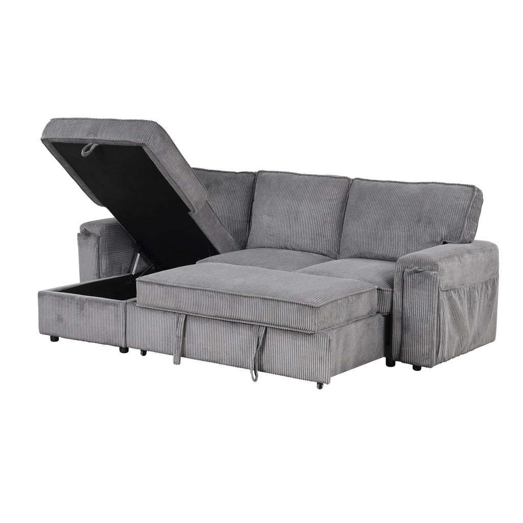U_STYLE Upholstery Sleeper Sectional Sofa