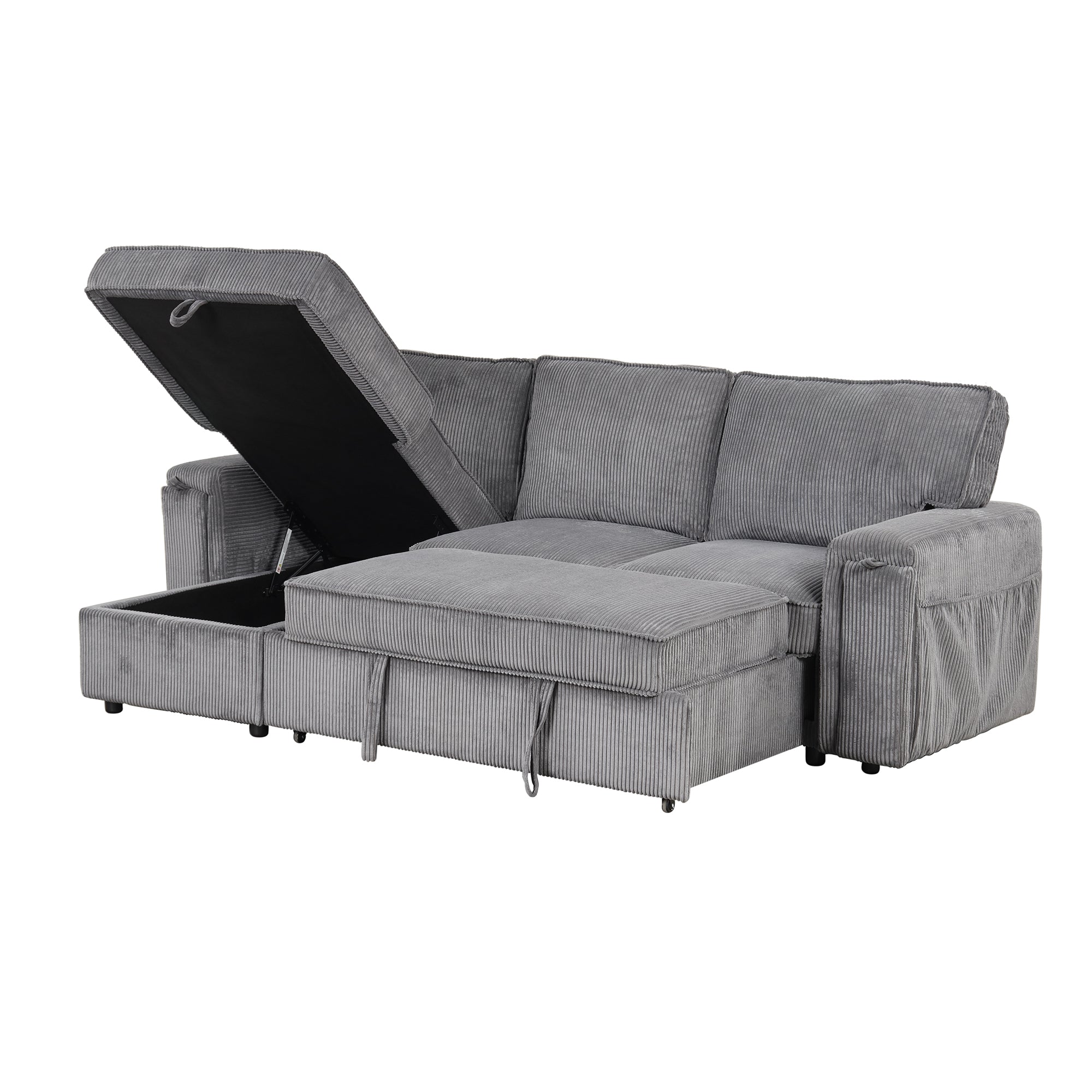 U_STYLE Upholstery Sleeper Sectional Sofa