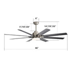 66 Inch Large Ceiling Fan With Dimmable Led Light