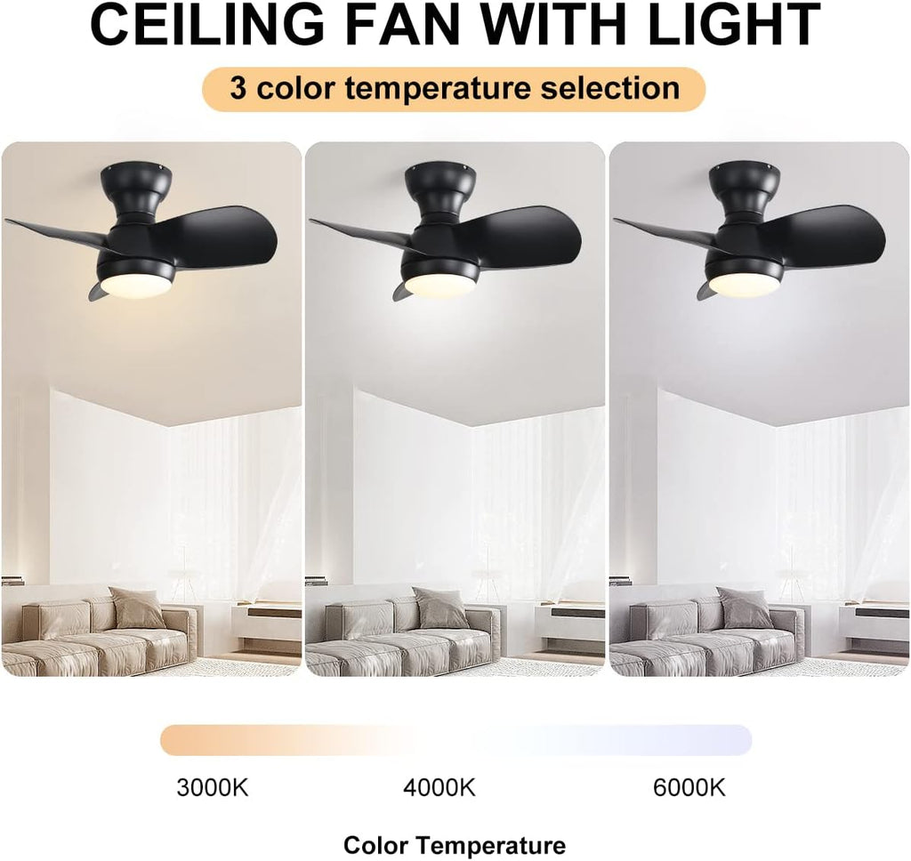 23 Inch Bedroom Ceiling Fan With Remote Control DC Motor