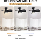 23 Inch Bedroom Ceiling Fan With Remote Control DC Motor