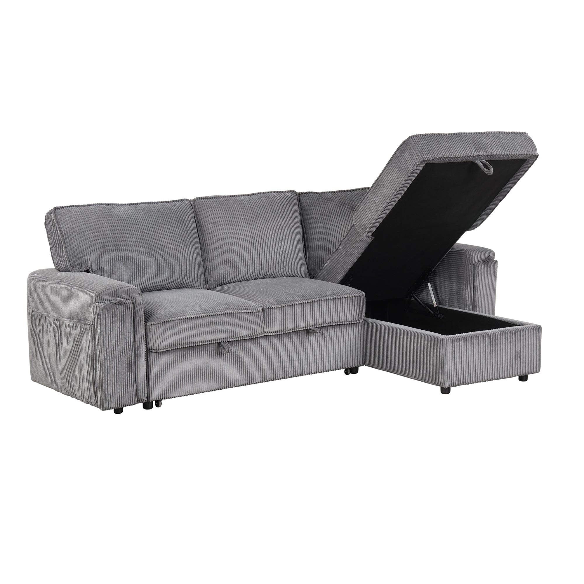 U_STYLE Upholstery Sleeper Sectional Sofa