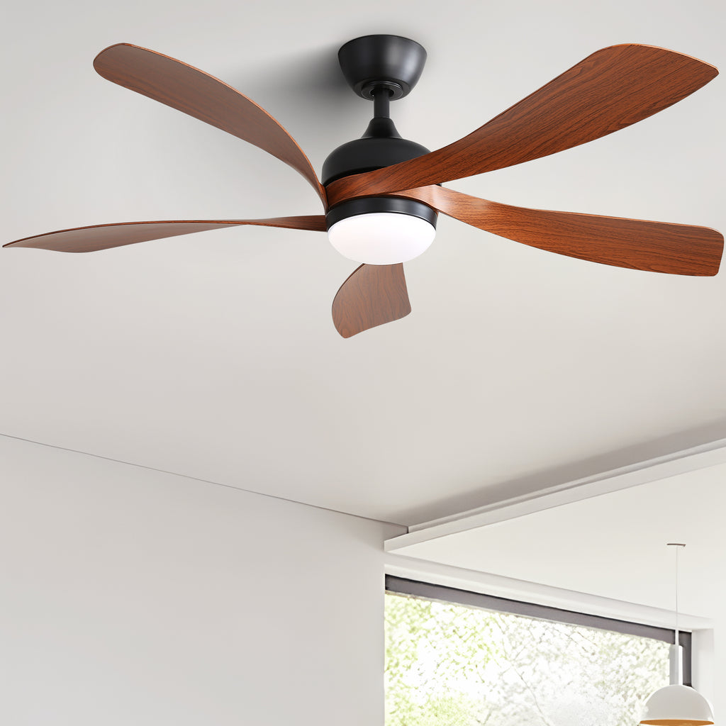 52 Inch Indoor Ceiling Fan With 3 Color Dimmable 5 ABS Blades Remote Control Reversible DC Motor