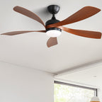 52 Inch Indoor Ceiling Fan With 3 Color Dimmable 5 ABS Blades Remote Control Reversible DC Motor