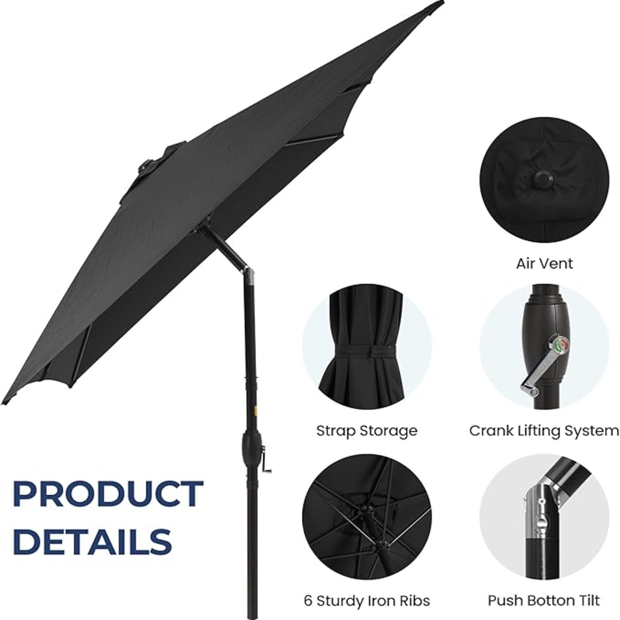 6.5 x 10 ft Rectangular Patio Umbrella