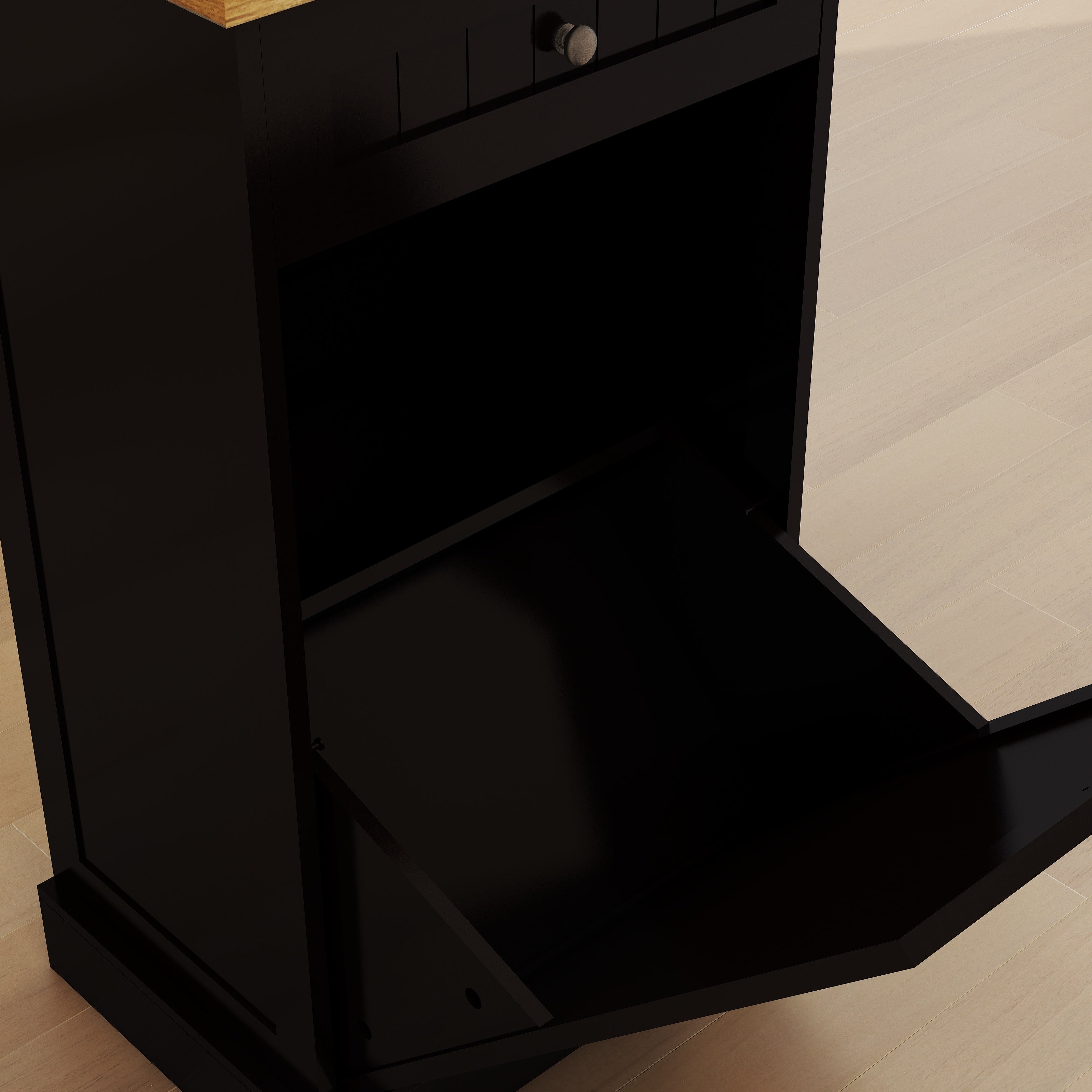 One Drawer and One-Compartment Tilt-Out Trash Cabinet - Black