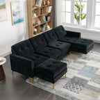 110.6" L-Shape Convertible Sectional Sofa Couch with Movable Ottoman