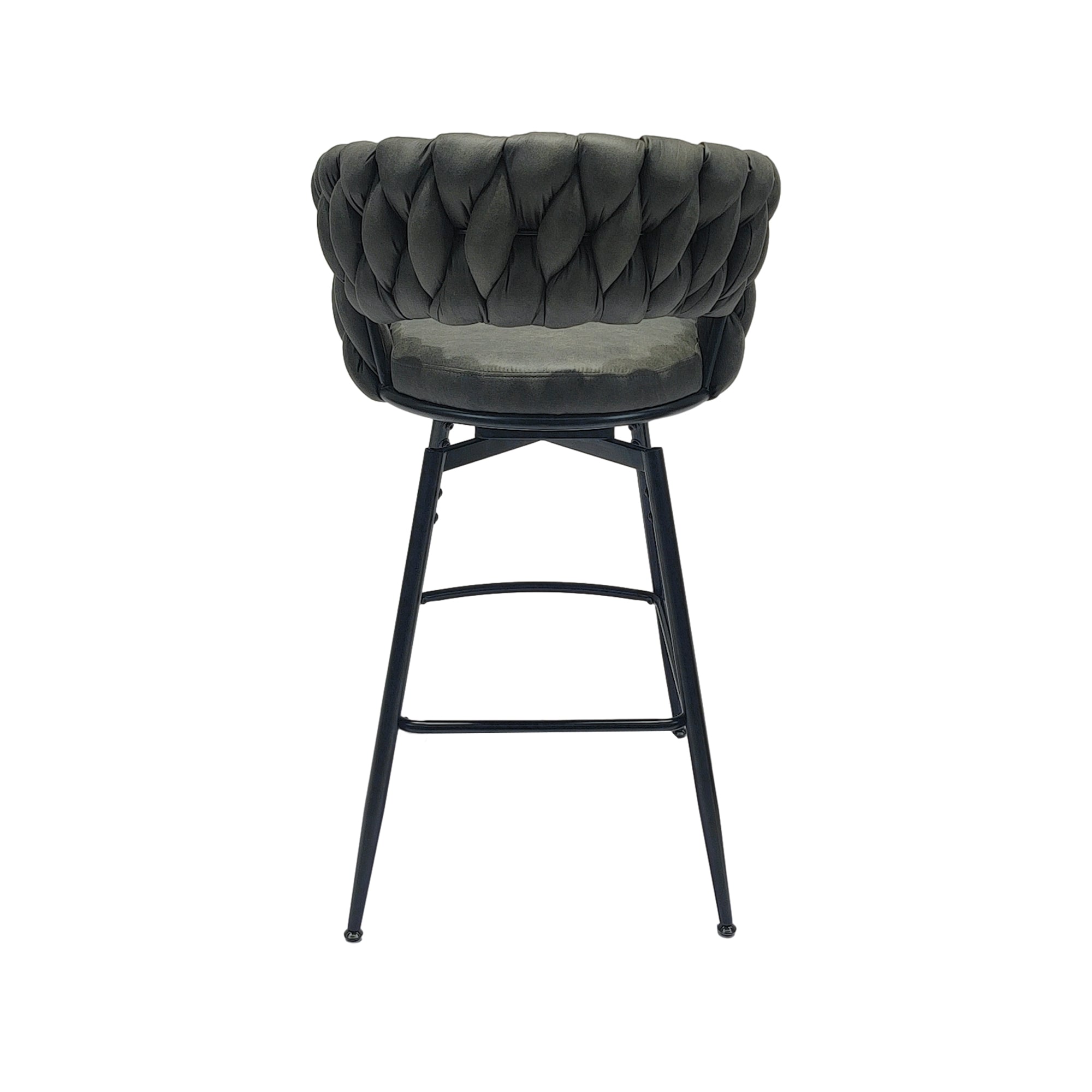 28" Technical Leather Woven Bar Stool Set of 2