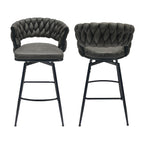 28" Technical Leather Woven Bar Stool Set of 2