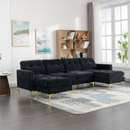 110.6" L-Shape Convertible Sectional Sofa Couch with Movable Ottoman