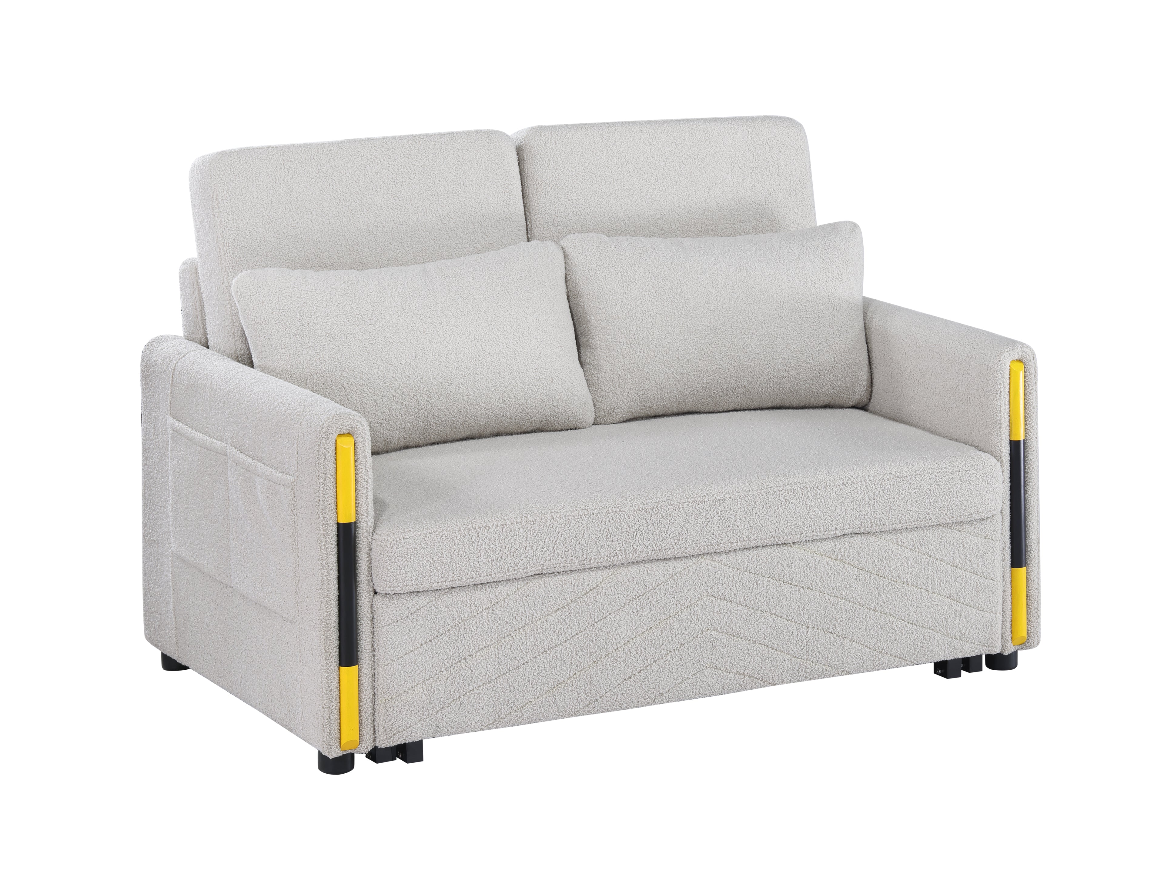 Percy 55.5"W Teddy Velvet Sleeper Loveseat