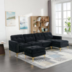 110.6" L-Shape Convertible Sectional Sofa Couch with Movable Ottoman