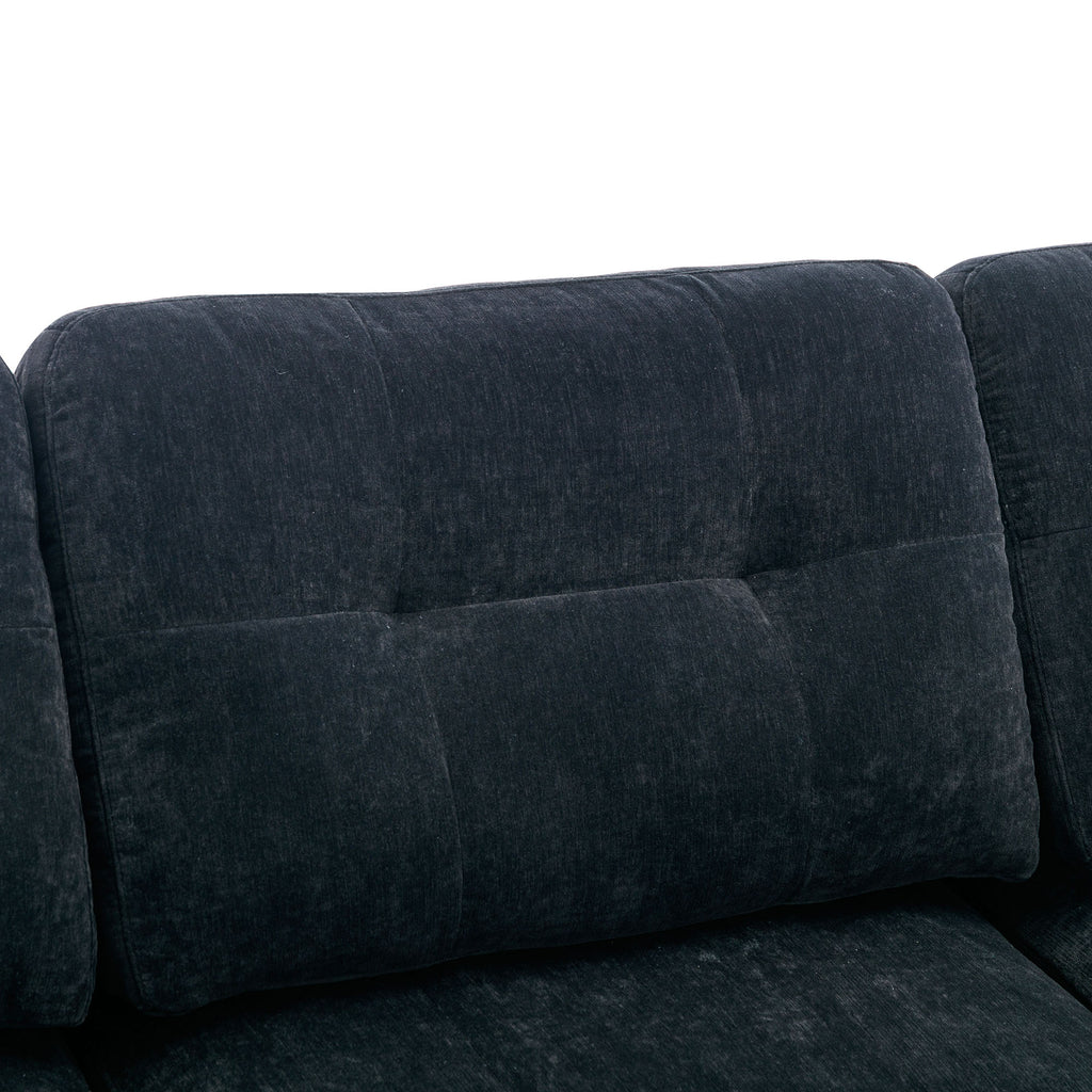110.6" L-Shape Convertible Sectional Sofa Couch with Movable Ottoman