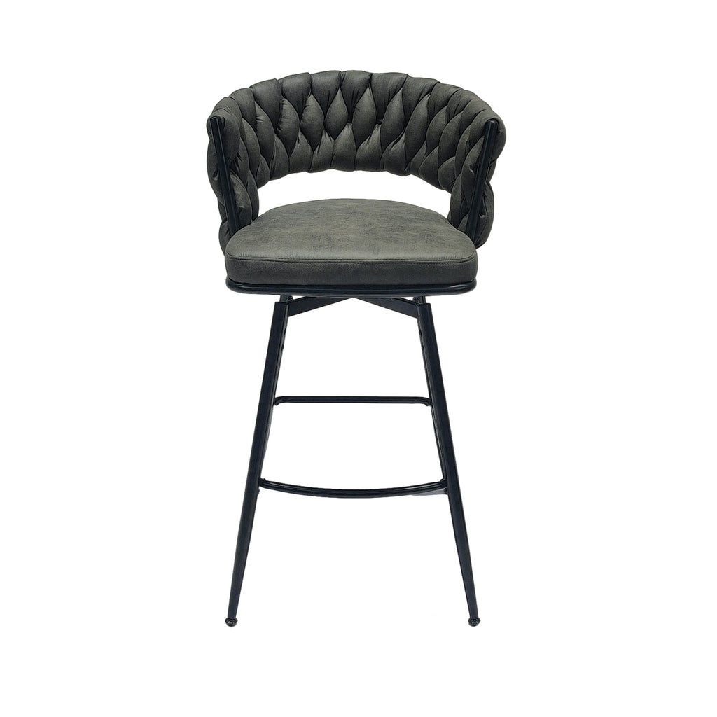 28" Technical Leather Woven Bar Stool Set of 2