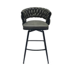 28" Technical Leather Woven Bar Stool Set of 2