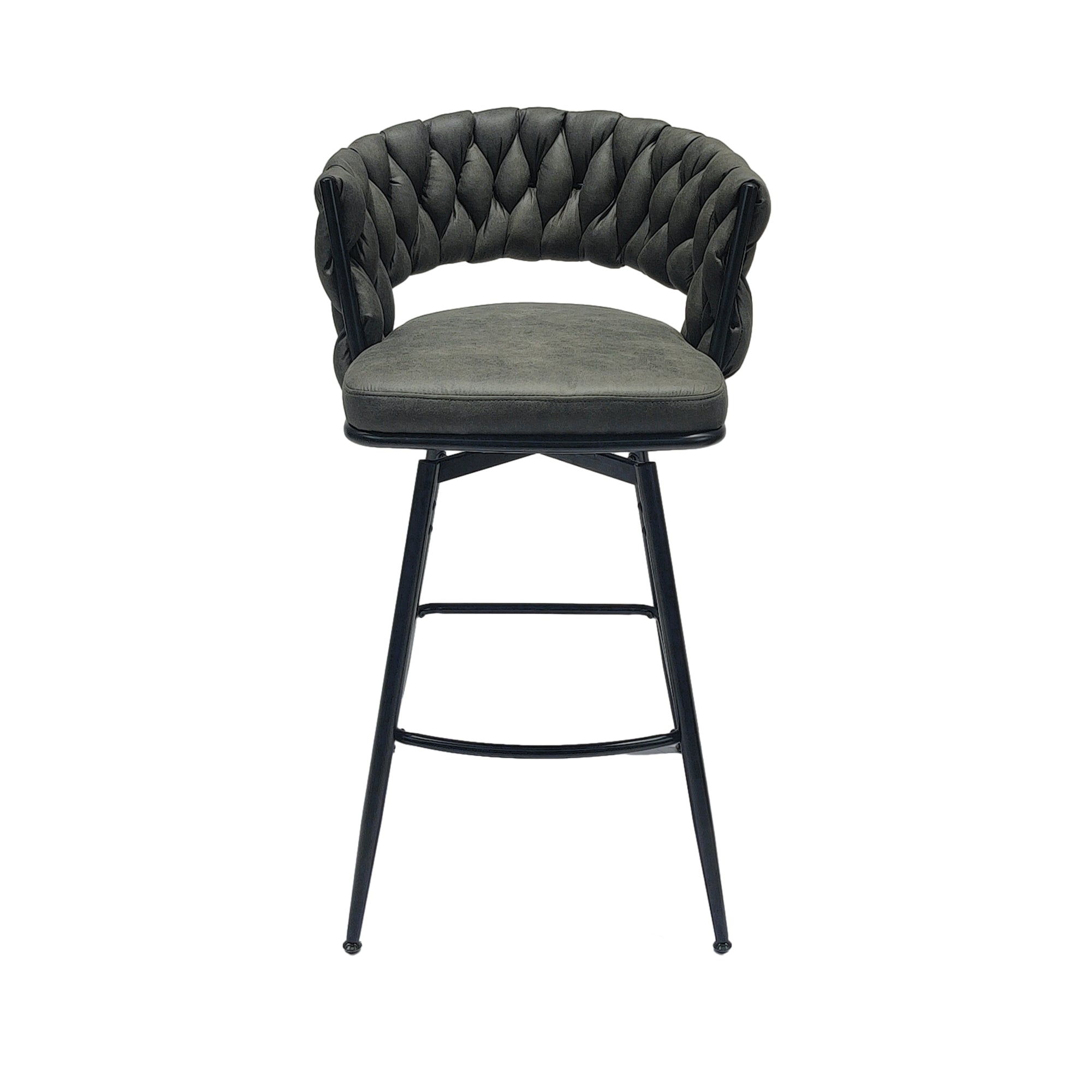 28" Technical Leather Woven Bar Stool Set of 2
