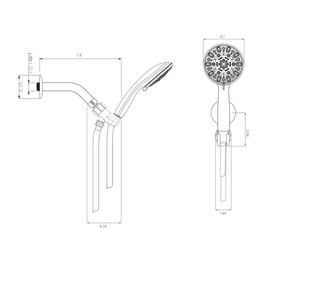 Multi Function Adjustable Hand Shower - 7-Function Hand Shower