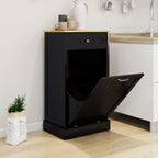 One Drawer and One-Compartment Tilt-Out Trash Cabinet - Black