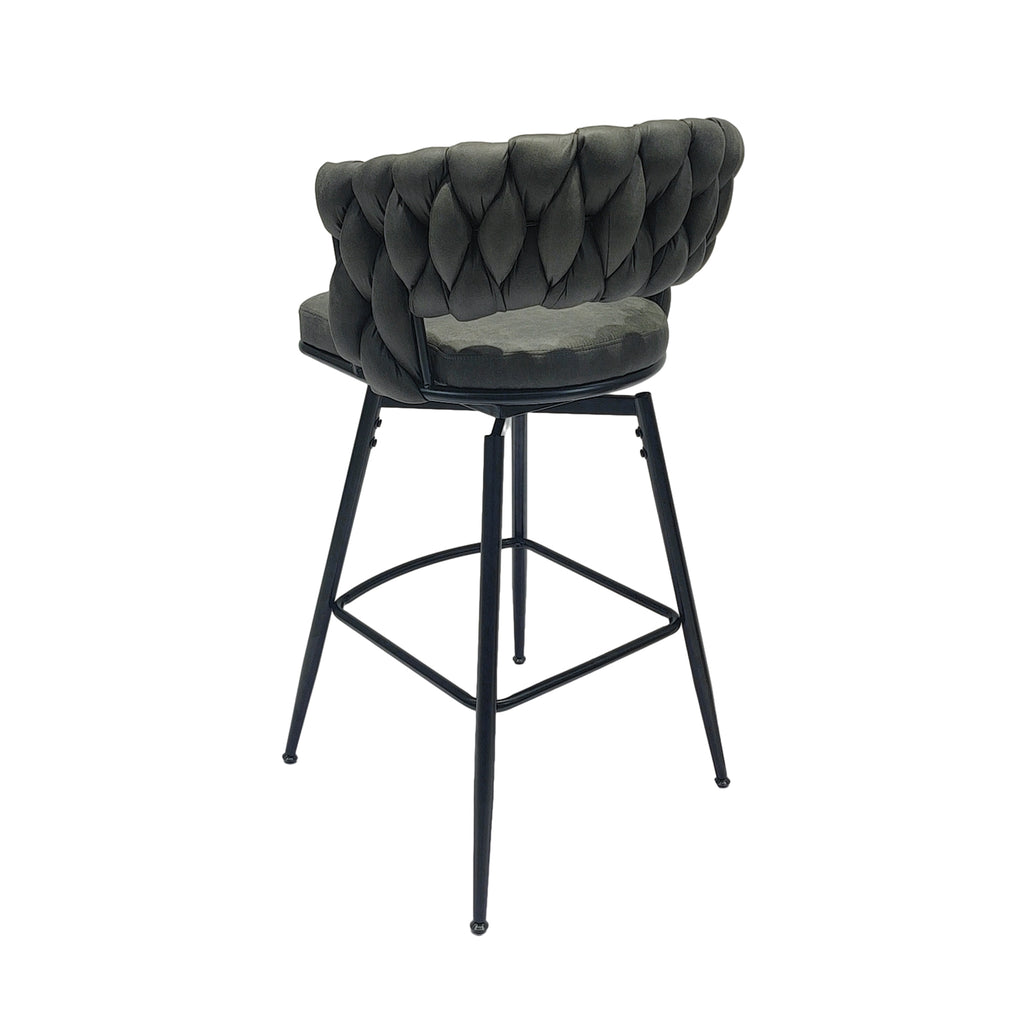 28" Technical Leather Woven Bar Stool Set of 2