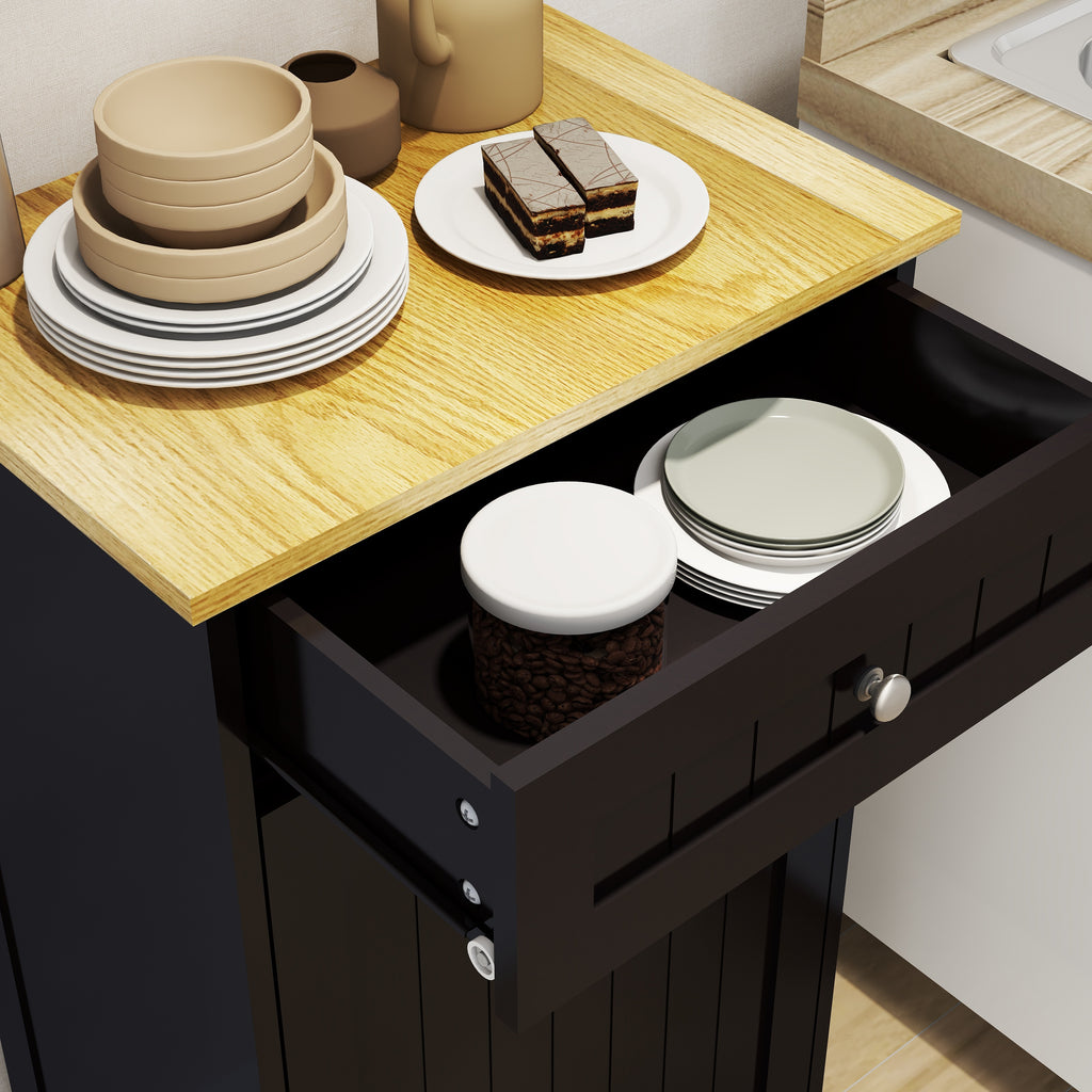 One Drawer and One-Compartment Tilt-Out Trash Cabinet - Black