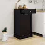 One Drawer and One-Compartment Tilt-Out Trash Cabinet - Black