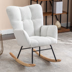 Teddy Fabric Leisure Rocking Chair with Tufted Backrest
