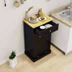 One Drawer and One-Compartment Tilt-Out Trash Cabinet - Black