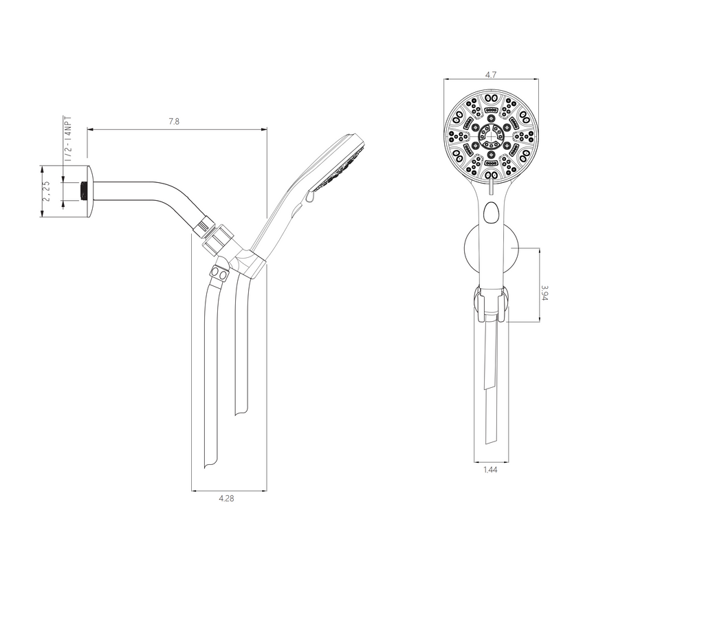 Multi Function Adjustable Hand Shower - 8-Function in Brushed Nickel