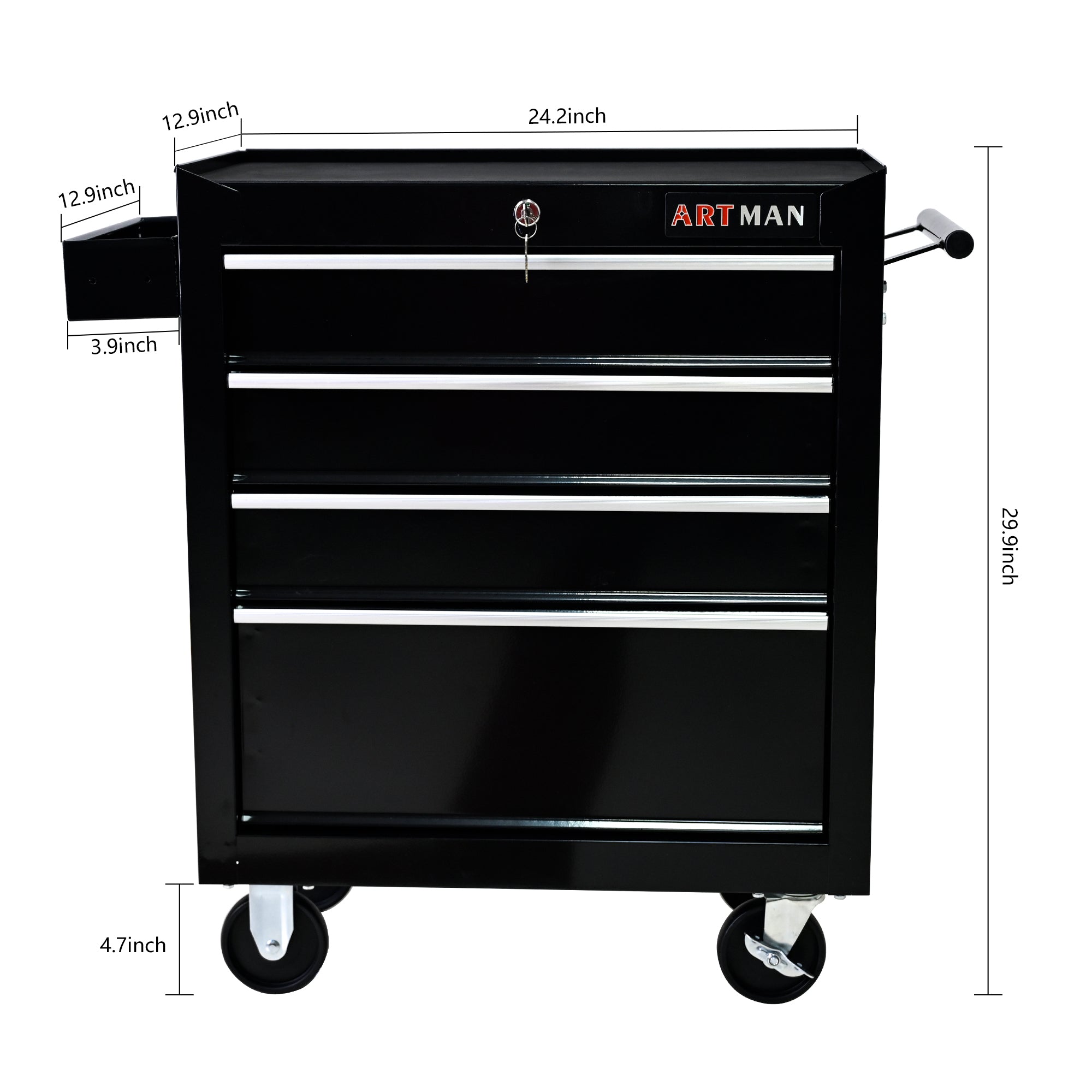 Rolling Tool Chest, 4 Drawer Tool Box with Wheels