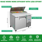 Orikool 44 In Commercial Pizza Prep Table with Refrigerator