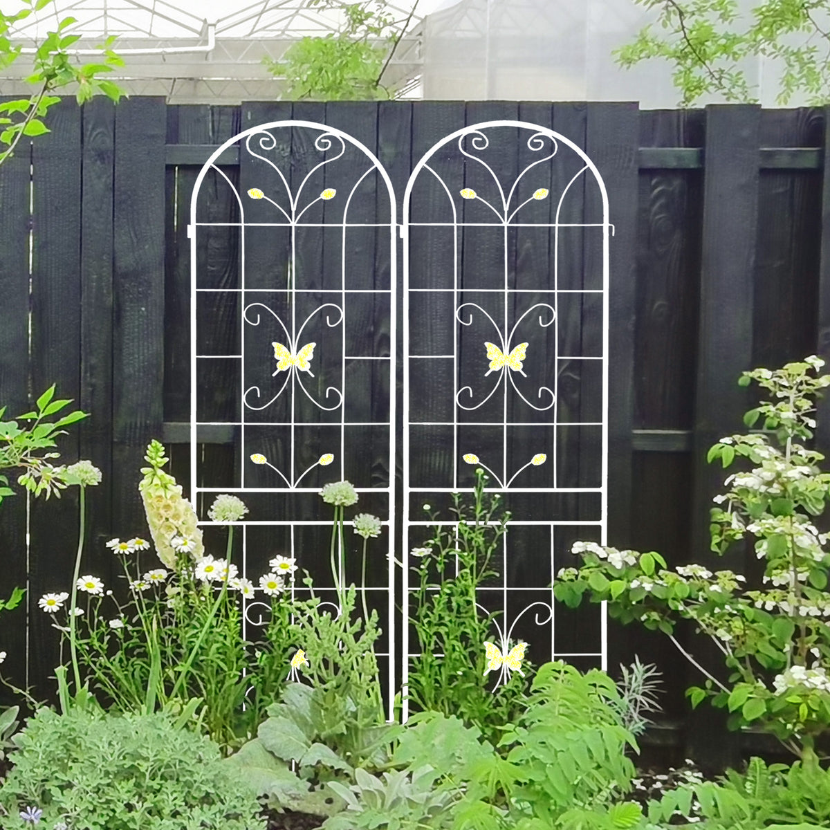 4-Pack Metal Garden Trellis, 86.7-Inch, Rustproof Iron, Cream White