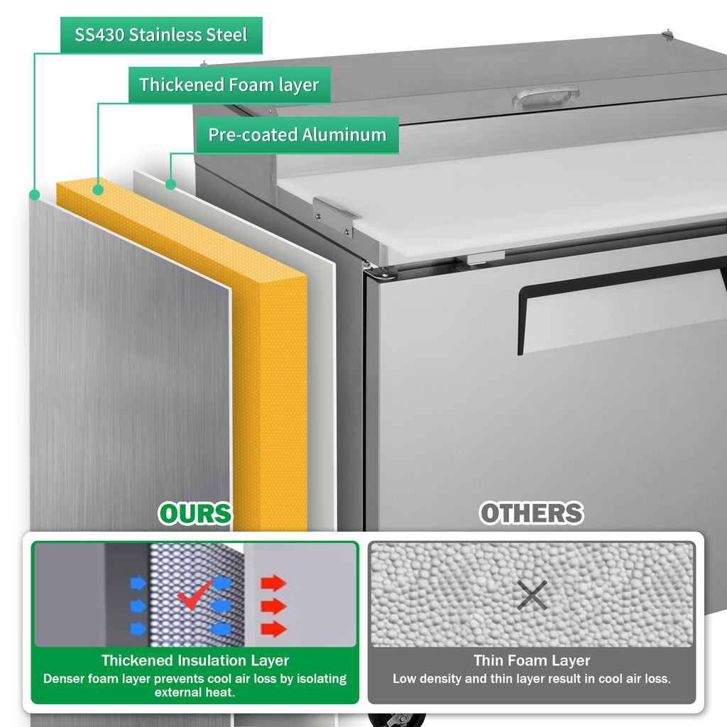 Orikool 44 In Commercial Pizza Prep Table with Refrigerator